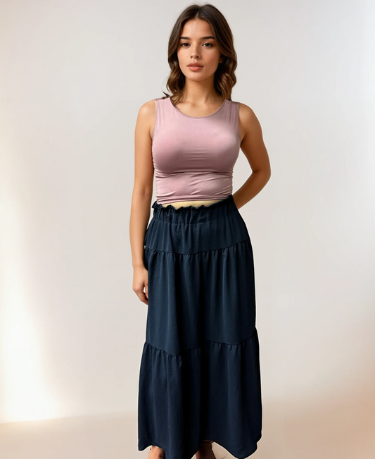 Tiered Summer Skirt- Navy
