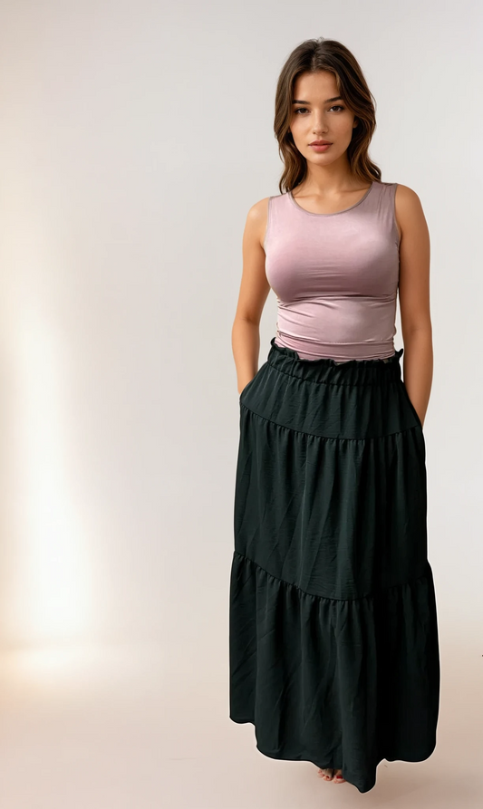 Tiered Summer Skirt- Black