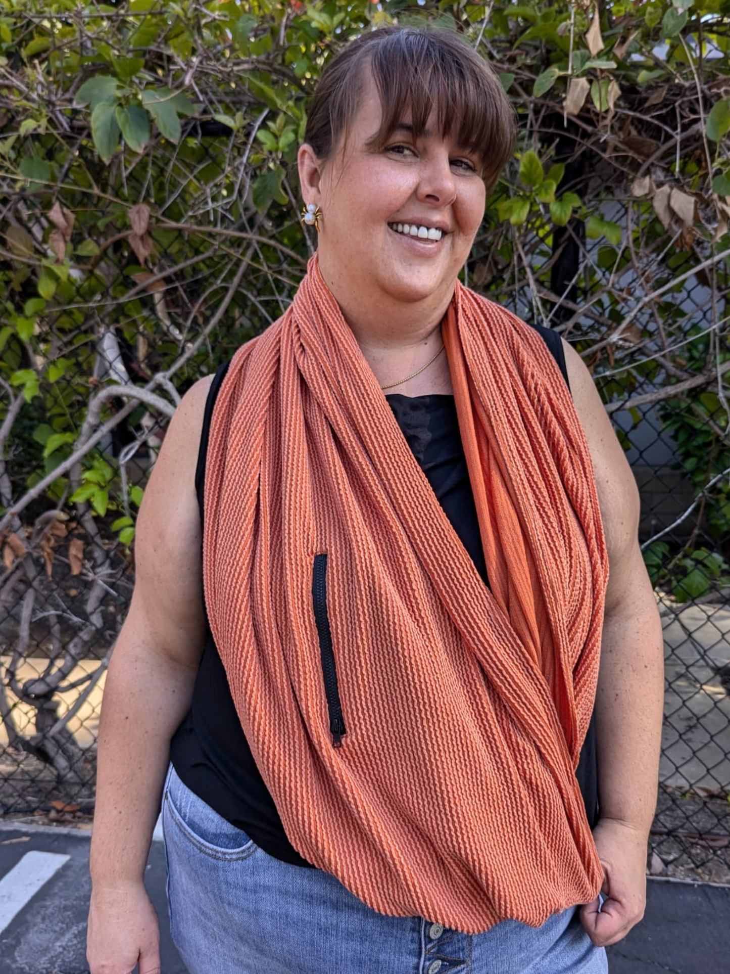 Infinity Zipper Pocket Scarf- Pumpkin