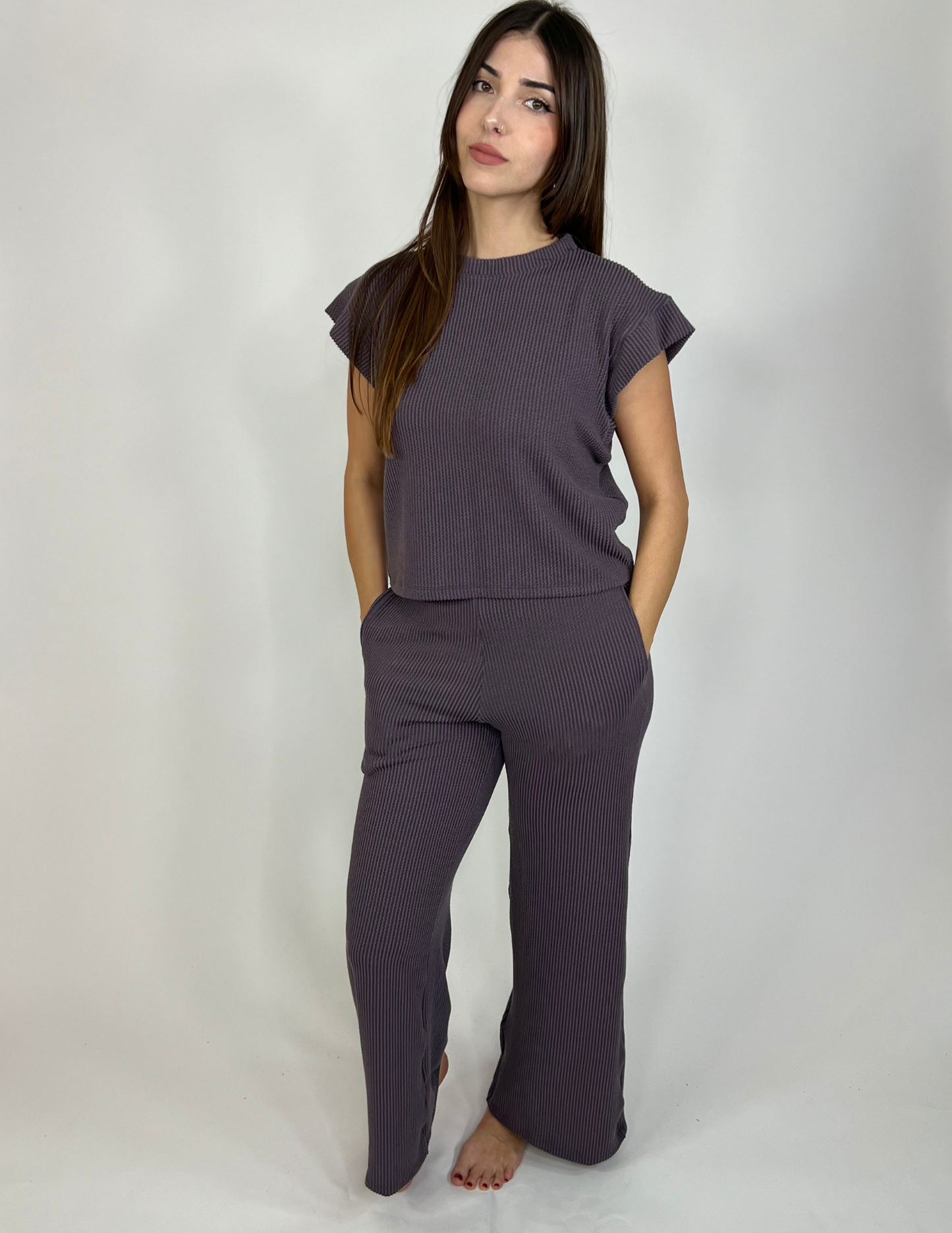 Urban Ribbed Lounge Set- Purple Rain