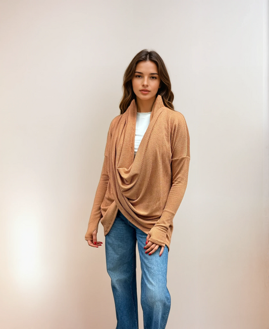 Criss Cross Cozy Sauce Cardigan - Polar Peach