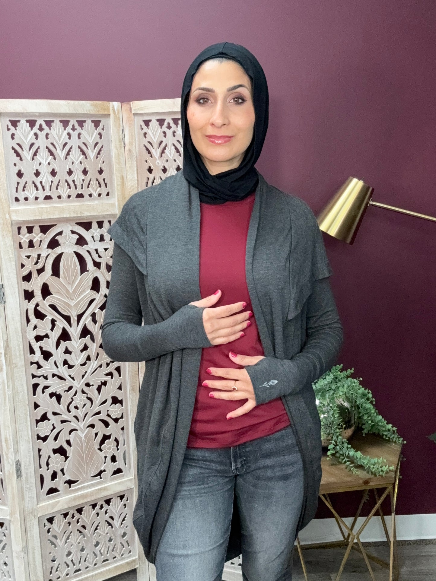 Hoodie Cardigan- Cozy Smoke