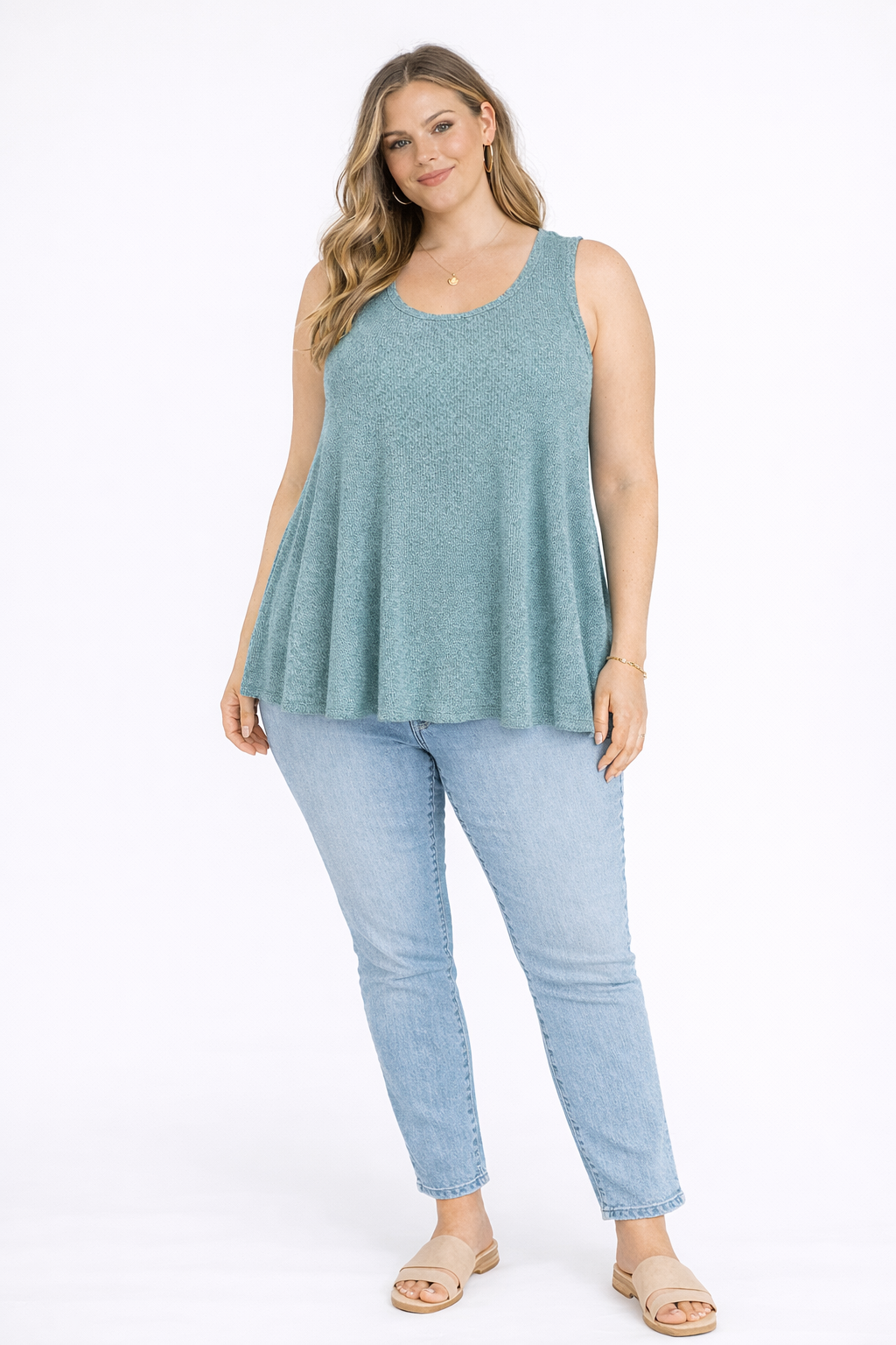 Dahlia Swing Tank- Mint (Sweater Ribbed)