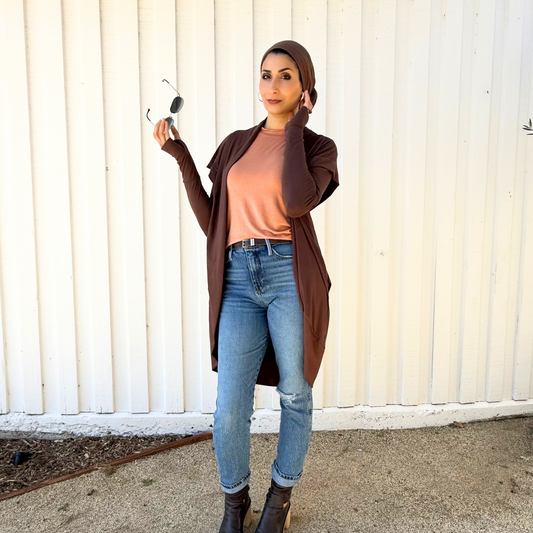 Hoodie Cardigan- Espresso