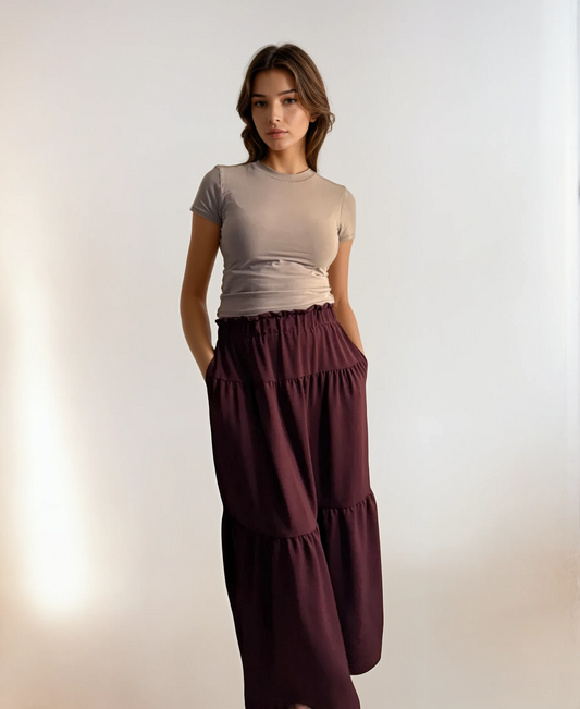 Tiered Summer Skirt- Plum