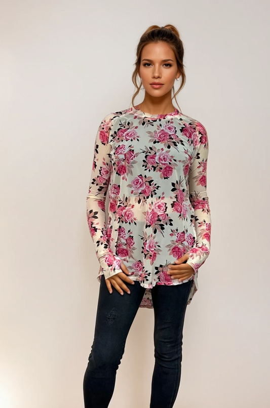 Mesh Top- Desert Rose