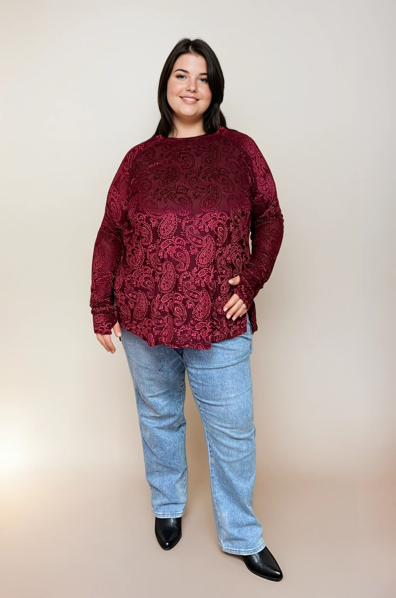 Burnout Top- Dark Cherry