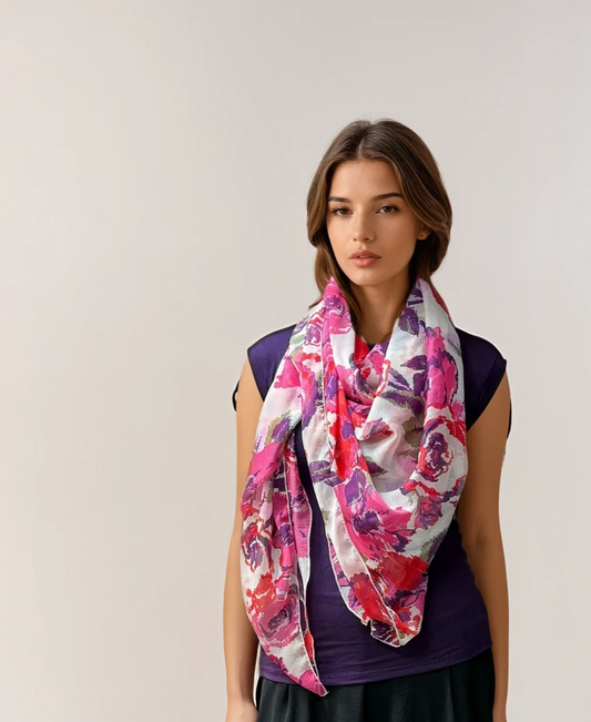 Oversized Square Scarf- Petal Riot
