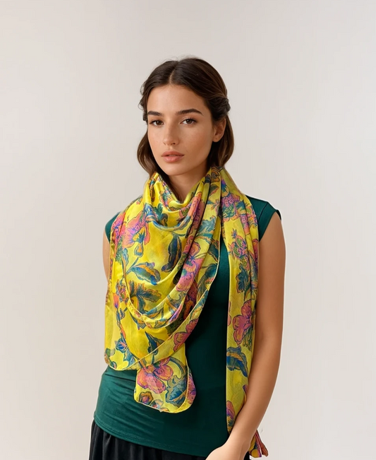 Oversized Square Scarf- Solar Bloom