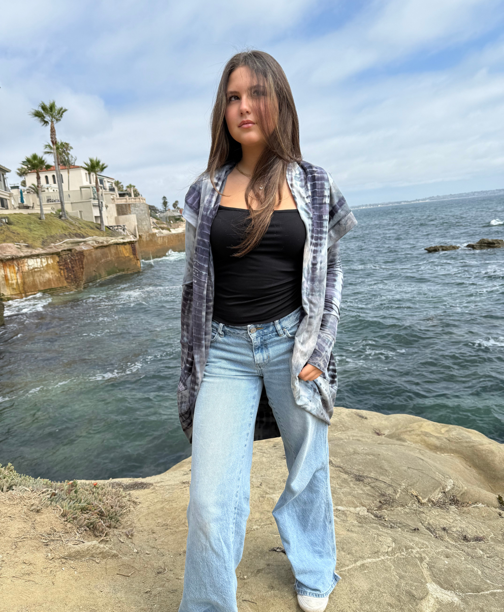 Women's Hooded Cardigan - Water Dragon
