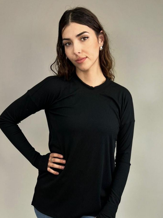 Long Sleeve Basic - Black (Ultra Rib)