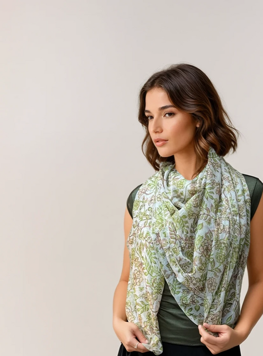 Oversized Square Scarf- Whispering Vines