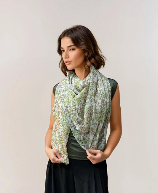 Oversized Square Scarf- Whispering Vines
