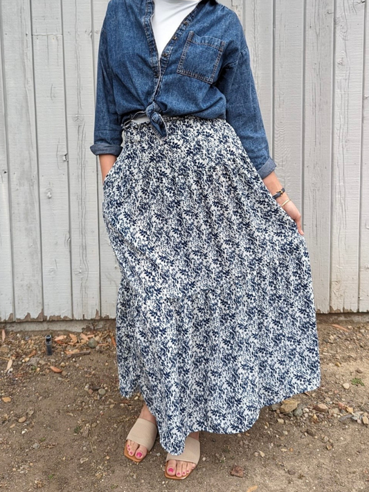 Tiered Summer Skirt- Porcelain