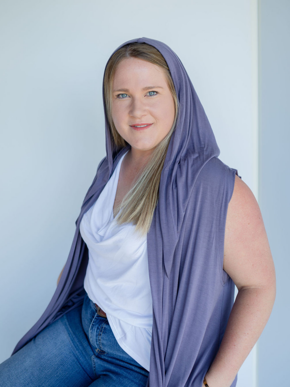 Hooded Cardigan Vest – Dusty Purple