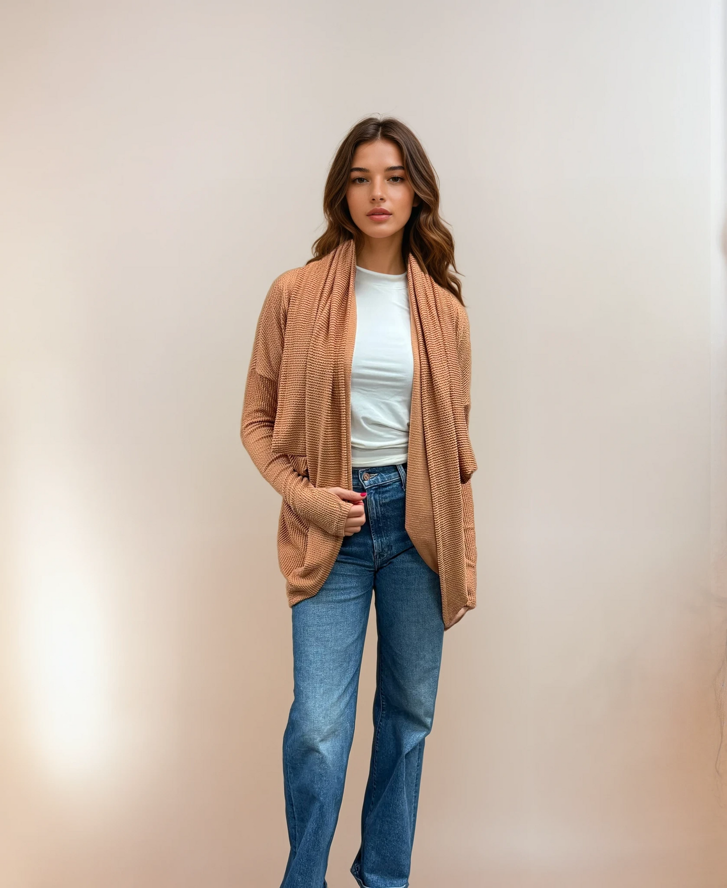 Criss Cross Cozy Sauce Cardigan - Polar Peach