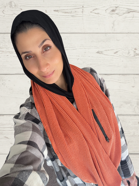 Infinity Zipper Pocket Scarf- Pumpkin