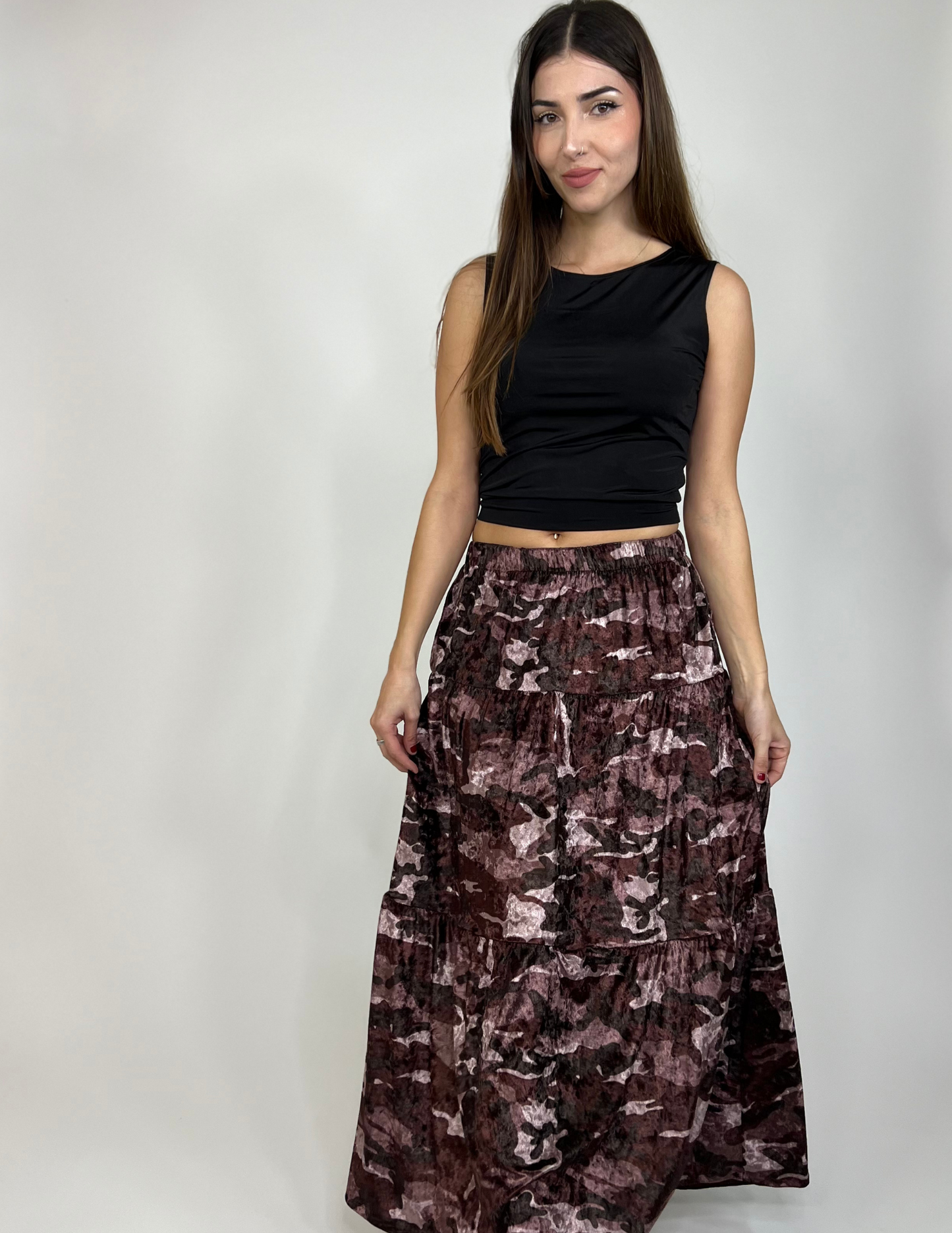 Luxe Velvet Tiered Skirts- REMA Camo