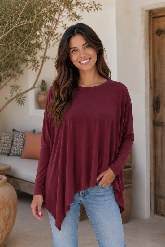 Mandy Women's Long Sleeve Top – Cherry Truffle