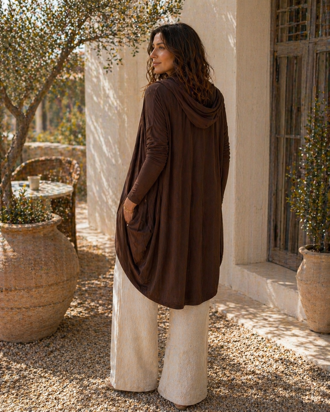 Hoodie Cardigan- Espresso