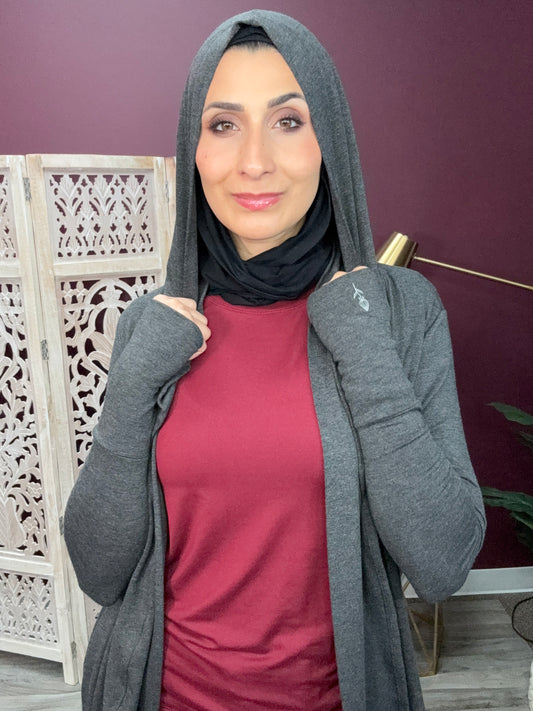 Hoodie Cardigan- Cozy Smoke