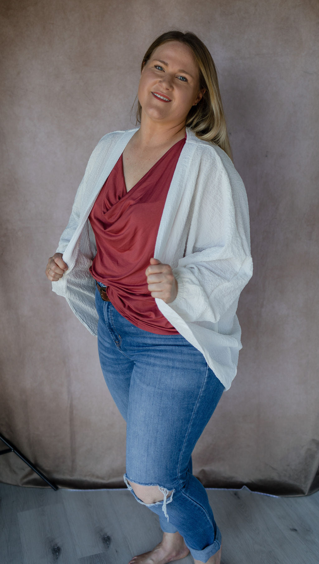 Women’s Batwing Coverlet – White Crinkle