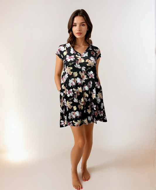 Vania Tunic Dress- Nocturnal Flora