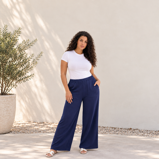 Bare Comfort Wide Leg Pants – Navy