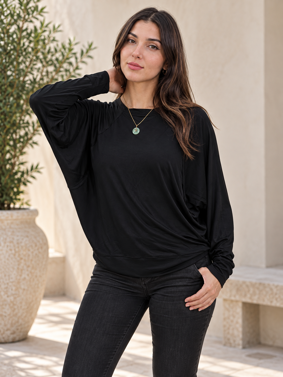 Long sleeve Raglan Casual Top