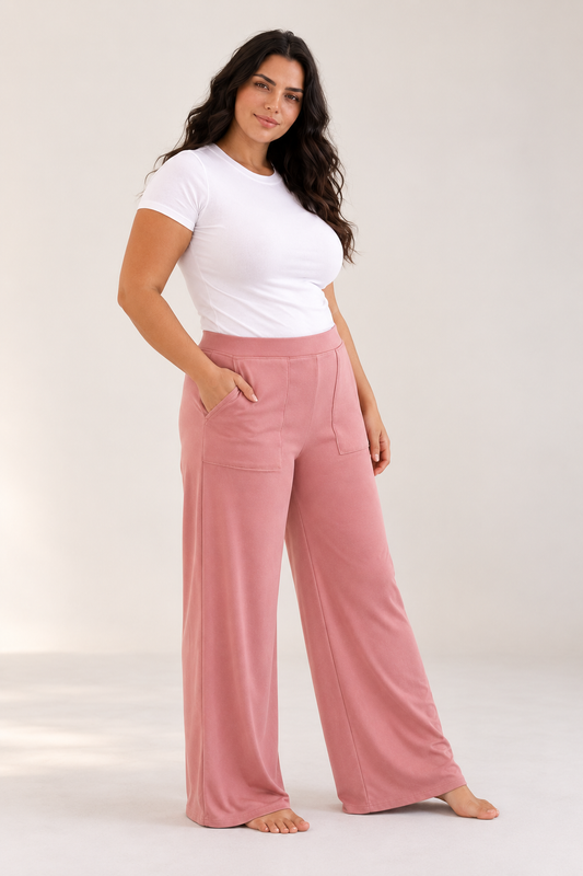 Bare Comfort Wide Leg Pants – Silk Rose