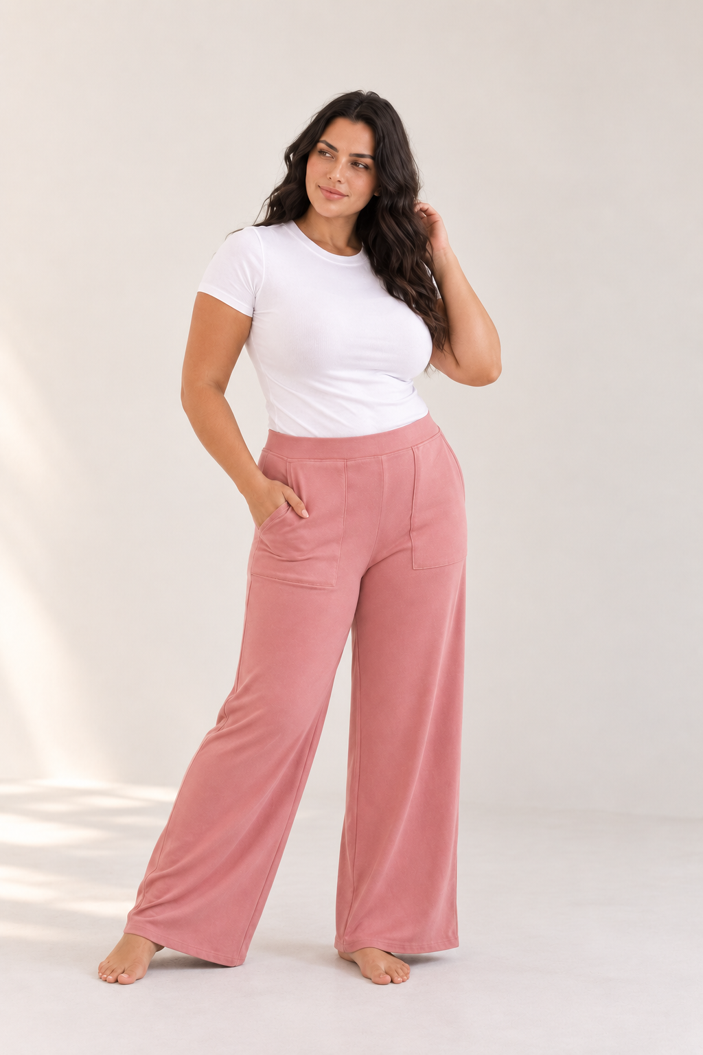 Bare Comfort Wide Leg Pants – Silk Rose