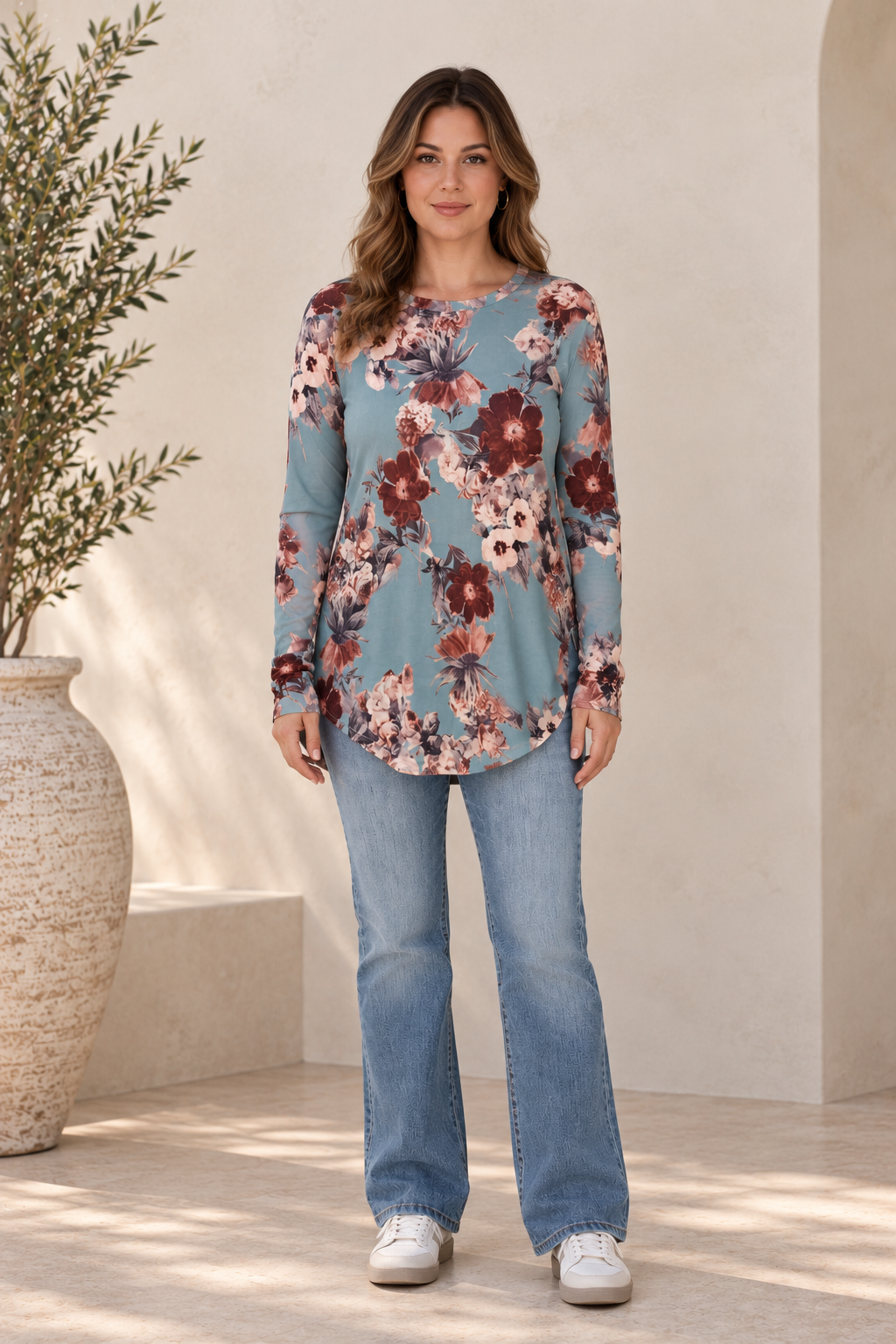 Long Sleeve Mesh Top