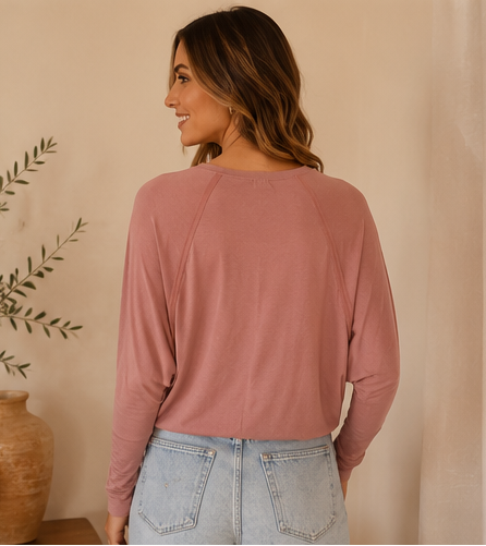 Raglan Top- Washed Petal