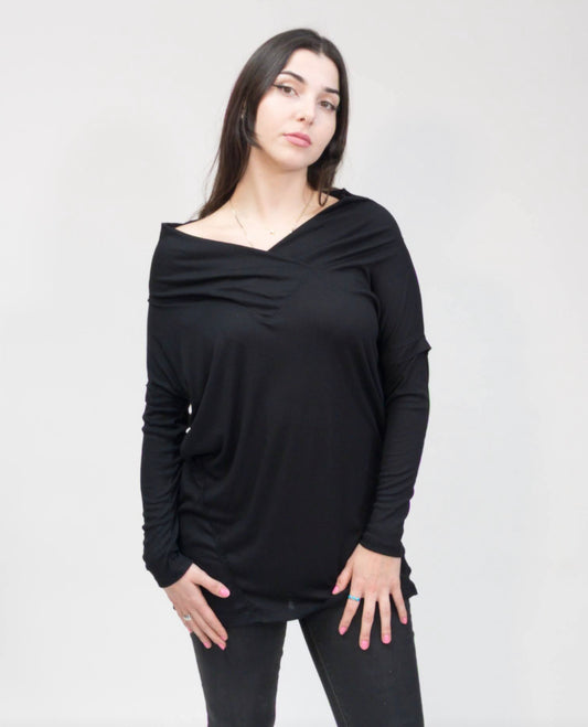 V-Neck Tunic- Black